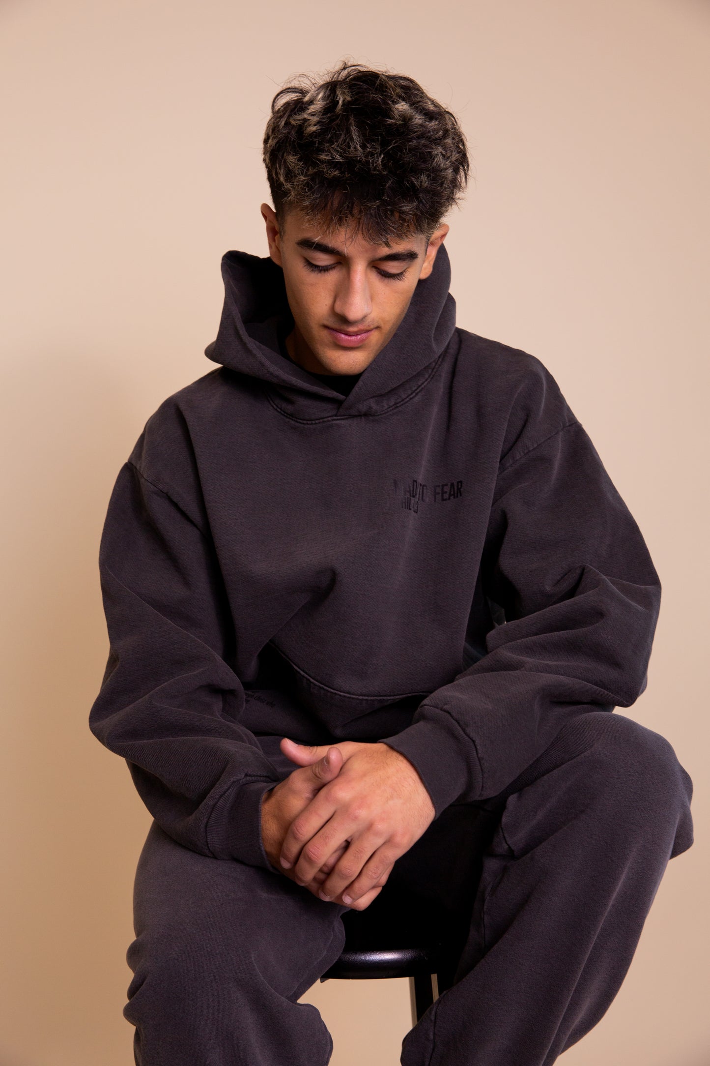 Drop Shoulder Charcoal Hoodie